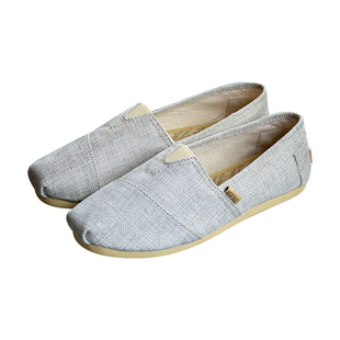 夏季亚麻布鞋男生帆布鞋透气低帮休闲鞋简约一脚蹬懒人鞋子潮鞋男