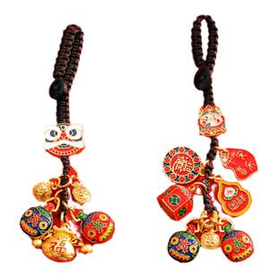 杭州灵隐官方财神爷吞金兽一家三口四口古法金招财钥匙扣车钥匙链