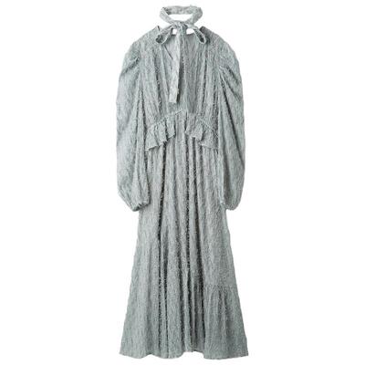 LILYBROWN流苏提花泡泡袖连衣裙