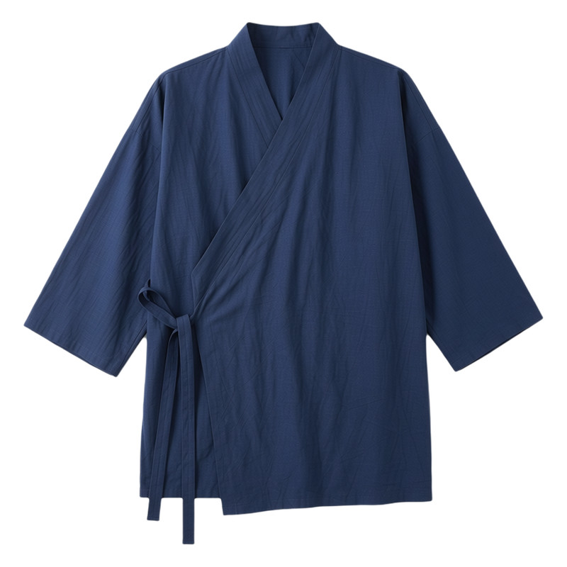 中国风七分袖汉服男道袍夏季斜襟系带禅意居士服古风茶服y领外套