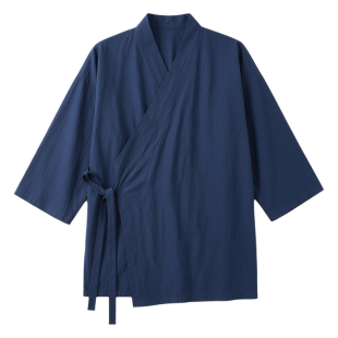 中国风七分袖汉服男道袍夏季斜襟系带禅意居士服古风茶服y领外套