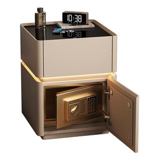 智能实木床头柜保险箱一体简约家用卧室带锁轻奢高级感小型收纳柜