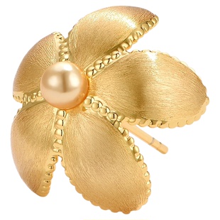 洞天TONETALE耀星花大耳钉小众拉丝花高级百搭通勤轻奢女金色