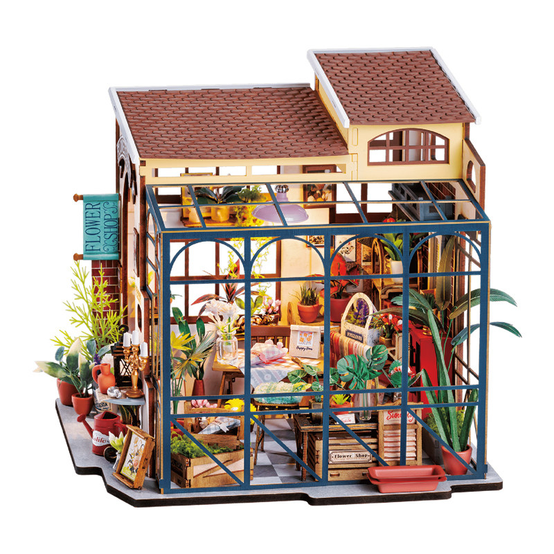 若态若来艾米莉花店diy手工小屋木质房子拼装微缩模型场景礼物