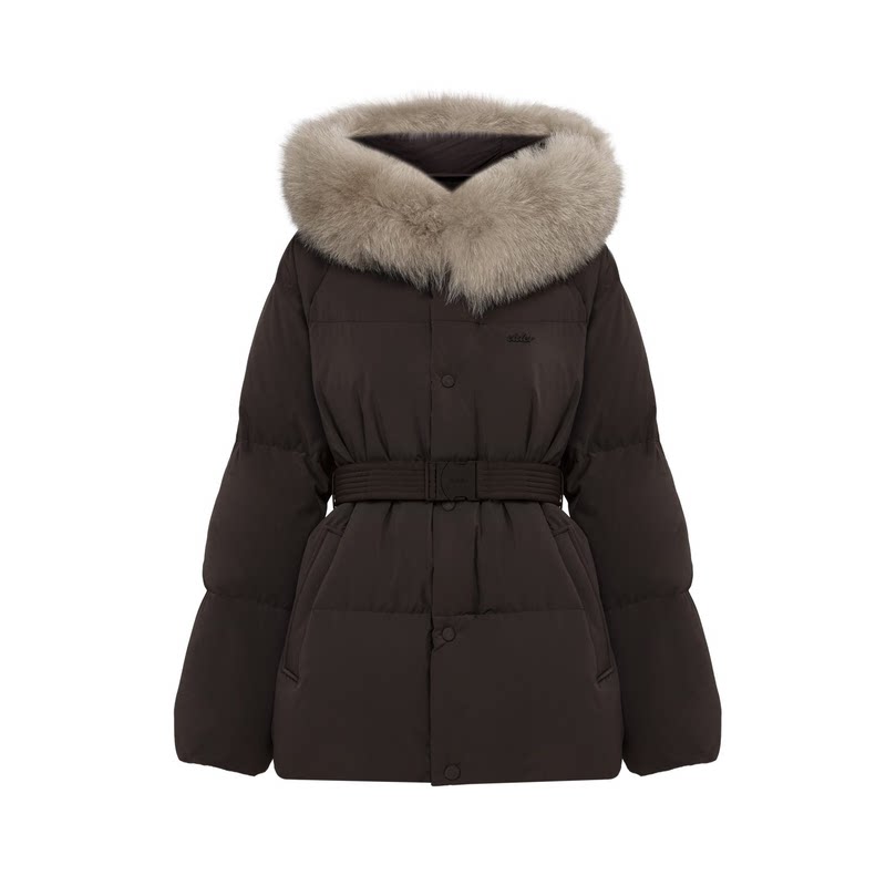 韩国代购26冬EIDER女中长款狐狸毛保暖羽绒服雪鹅绒DWW26558