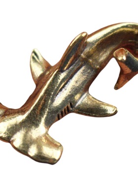 实心纯黄铜迷你锤头鲨鱼小摆件