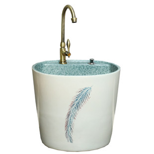 家用拖把池陶瓷拖布池阳台墩布池一体式托帕池室户外水槽洗拖地盆