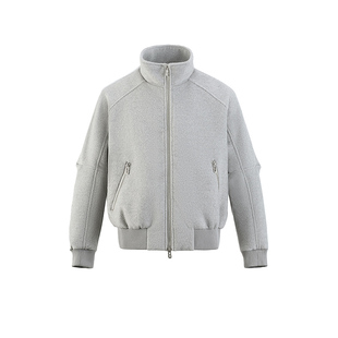 高级感灰色立领毛呢外套男秋季cleanfit宽松痞帅夹克短款休闲大衣