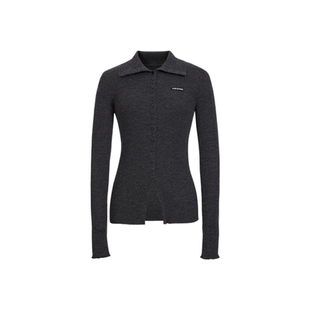 艾诺丝尚忆2025秋新款单排扣立领长袖绵羊毛针织衫女毛衫804111