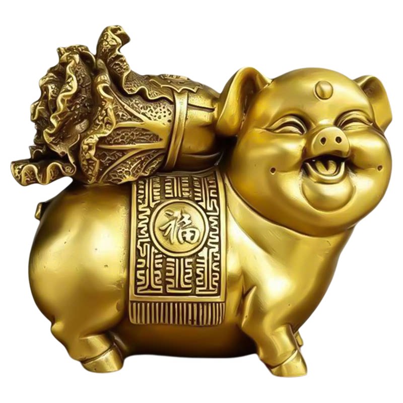 黄铜百财金猪摆件生肖猪富贵猪