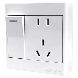 锦迈明装1开带5孔插座带明线盒10A16A大功率一开五孔电源插座面板