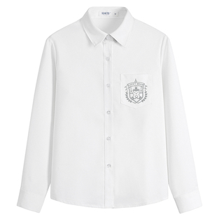 初町野原创刺绣jk衬衫制服秋冬女长袖基础款上衣日系白色衬衣打底