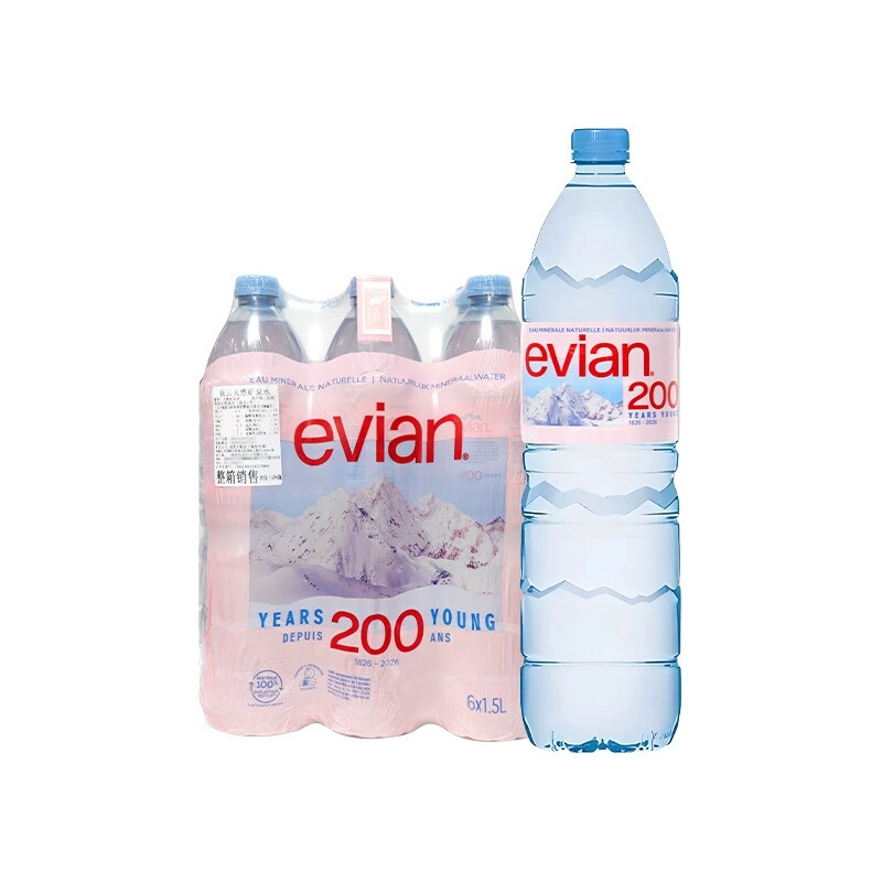 Evian依云天然矿泉水1.5L*6瓶装整箱装法国饮用水法国进口
