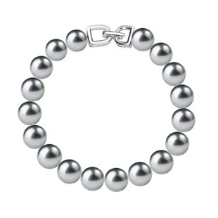 GiO珠宝大溪地海水铂金灰珍珠手链女孔雀绿莫兰迪手串吉尔德大证