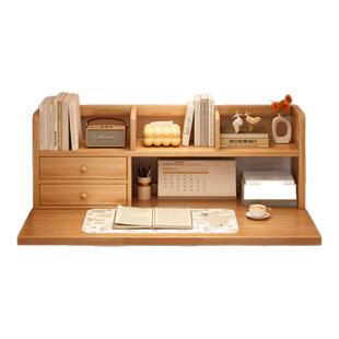 实木书桌书架一体桌学生家用学习写字桌简易桌子卧室电脑桌办公桌