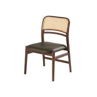 日初椅*2张 致家家居 |侘寂风实木餐桌椅子家用藤编复古靠背餐椅