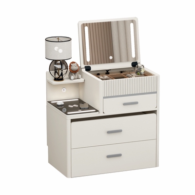 圆角实木烤漆床头柜梳妆台二合一