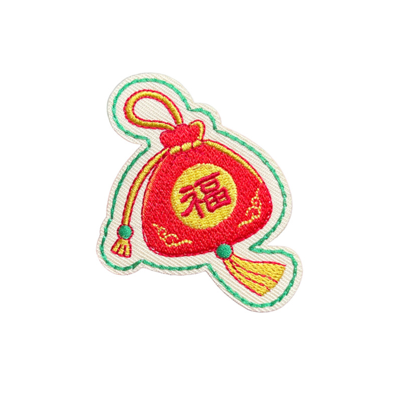 端午龙舟刺绣自粘布贴