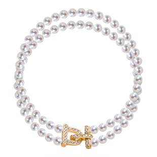 南珠宫淡水珍珠手链U型扣双层小香风生日礼物送女友C-CJS107SD-J