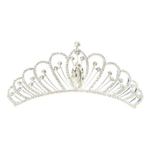 加大号成人新娘金属皇冠王冠发饰镶水钻水晶女童女孩舞台表演头饰
