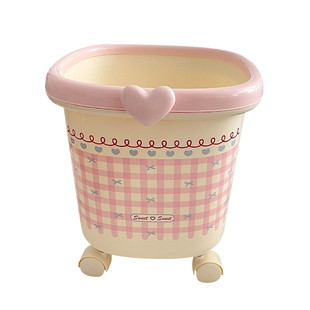 垃圾桶带滑轮可移动家用客厅宿舍卫生间高颜值可爱少女卧室ins风