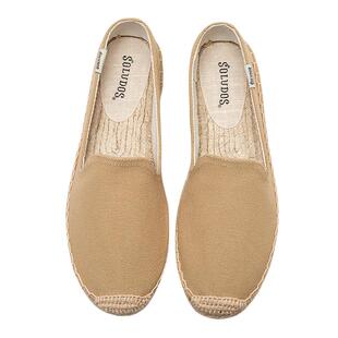 Soludos渔夫鞋女平底草编麻底一脚蹬舒适休闲帆布乐福鞋