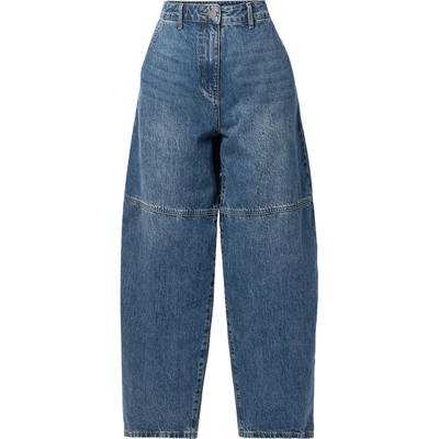 【38焕新周】CO女士拼接高腰阔腿深蓝色牛仔裤