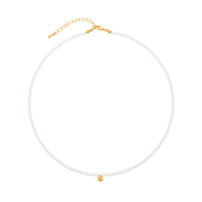 法式经典迷你珍珠小金珠吊坠项链