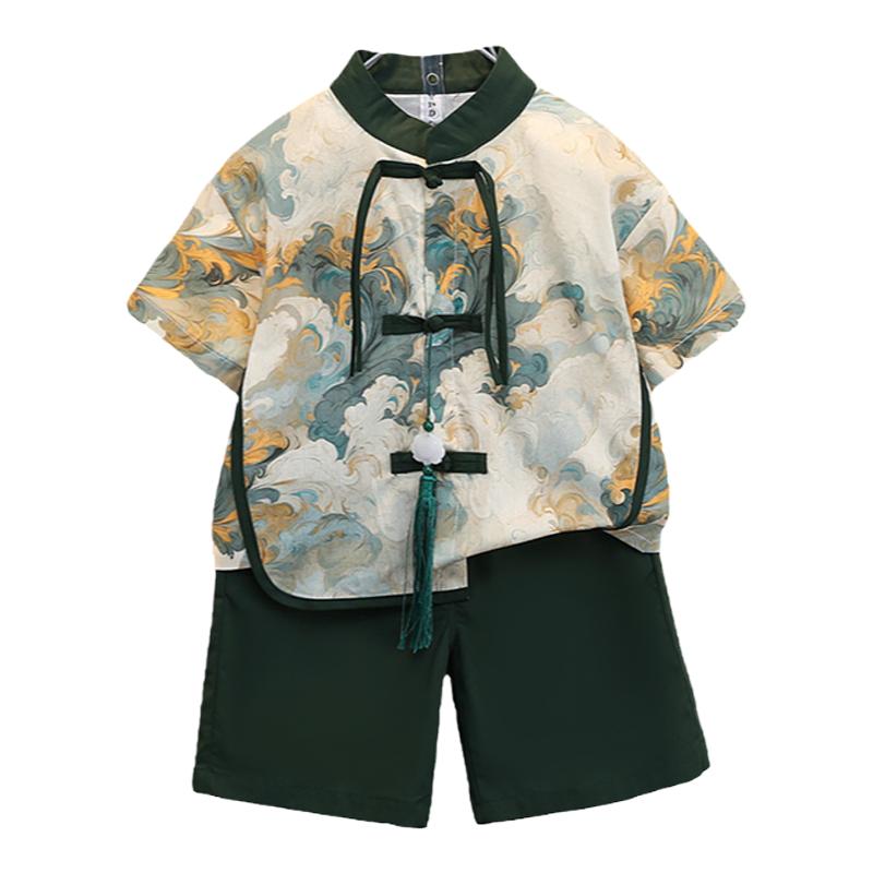 儿童汉服男童套装新中式周岁礼服幼儿园中秋华服古风端午国风唐装