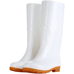 高筒白色水鞋食品厂防尘鞋长筒厨房黄色胶鞋牛津底防滑防水鞋雨靴