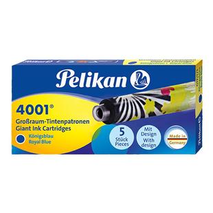 Pelikan百利金4001-GTP/F/5 TP/6皇家蓝Royal Blue墨囊非碳素一次性墨胆钢笔可替换芯5支装儿童学生3盒包邮