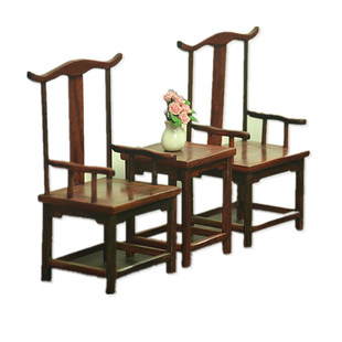 红酸枝微型家具模型 红木迷你实木椅子摆件 圈椅官帽椅屏风娃娃屋