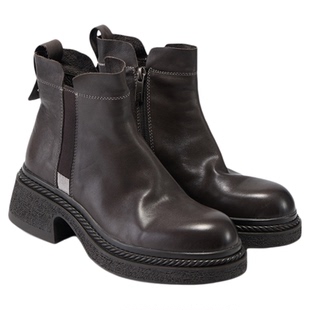 fed气质短靴冬季新款女靴增高切尔西靴粗跟烟筒靴女S1114-ZCA256