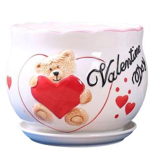 花盆陶瓷中等特大号清仓特价带托盘家用绿萝多肉创意牡丹花盆包邮