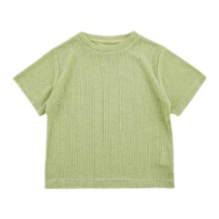 幼悠 女童圆领T恤2025夏季新款镂空针织上衣宝宝纯色透气凉爽短袖