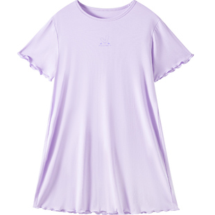 euv 女童睡裙儿童夏季冰丝睡衣裙中大童公主风小女孩a类短袖裙子