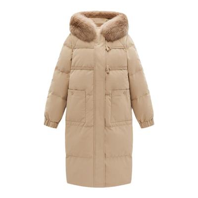 24新款白鸭绒大毛领中长款羽绒服