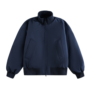 阿于呆冬季90白鸭绒立领羽绒服男美式加厚保暖简约飞行夹克外套女