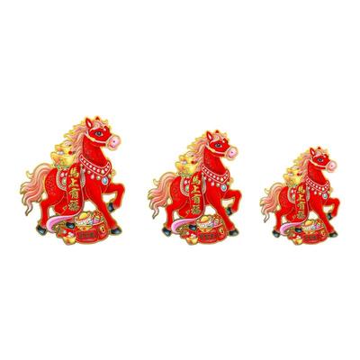 2026马年生肖门贴立体植绒对贴纸