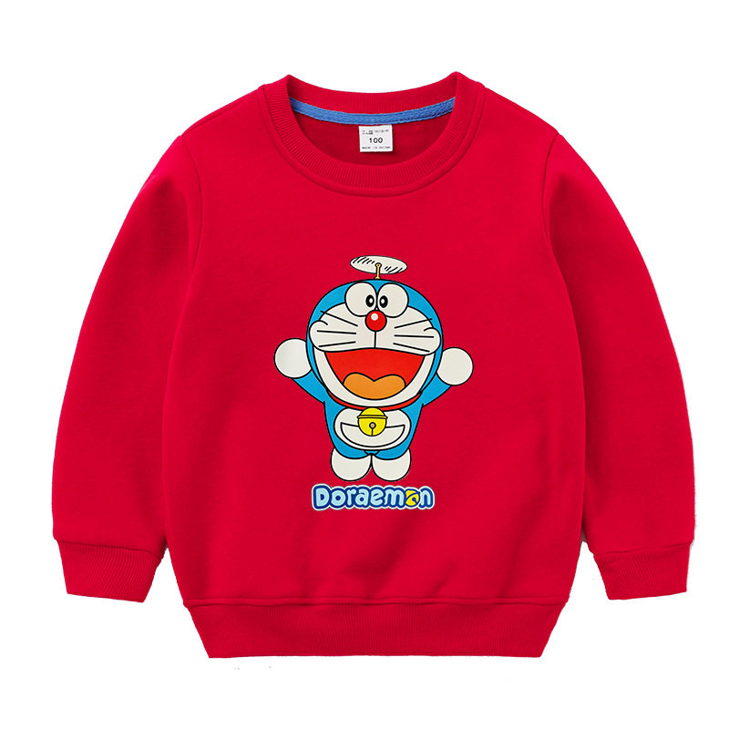 哆啦a梦联名衣服男童加绒卫衣秋冬装儿童薄绒保暖上衣叮当猫童装