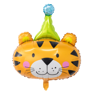 可爱创意卡通动物头气球儿童宝宝周岁生日布置装饰飘空派对铝膜