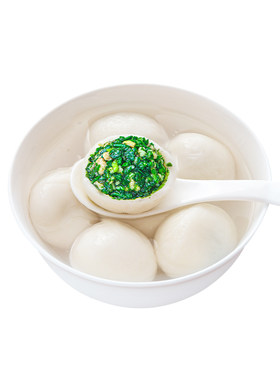 春雪荠菜肉汤圆黑芝麻糯米大汤团