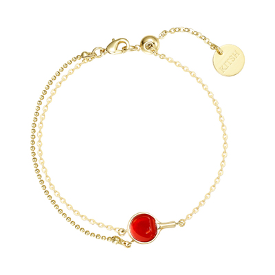 KITSH乒乓球手链女红玛瑙手饰