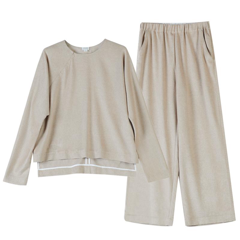丝侬驼绒真丝睡衣女士套装高端圆领拉链休闲家居服厚康赛妮面料春