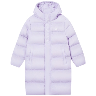 特步童装女童中长款羽绒服儿童保暖外套2026秋冬新款大童防寒衣服