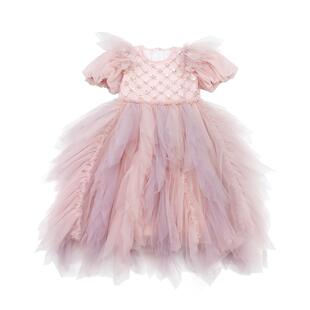 夏装新款小女孩纱裙公主裙儿童蛋糕裙子大女童粉色连衣裙夏季童装