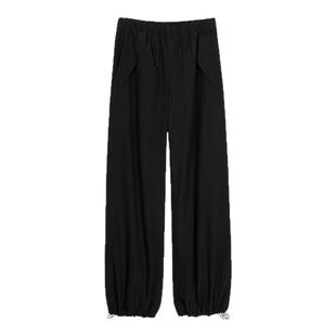 UNAWARES WARDROBE系列 休闲直筒袋盖运动长裤 可束脚
