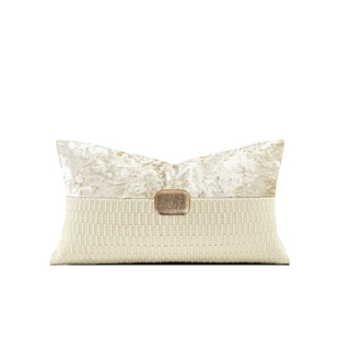 柏洛斯Gorgeous『白雾』轻奢高级鎏金色沙发腰枕样板间床头靠枕套