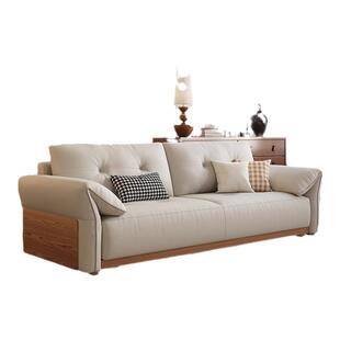 生态真皮折叠沙发床小户型客厅两用直排实木大象耳朵沙发可变床