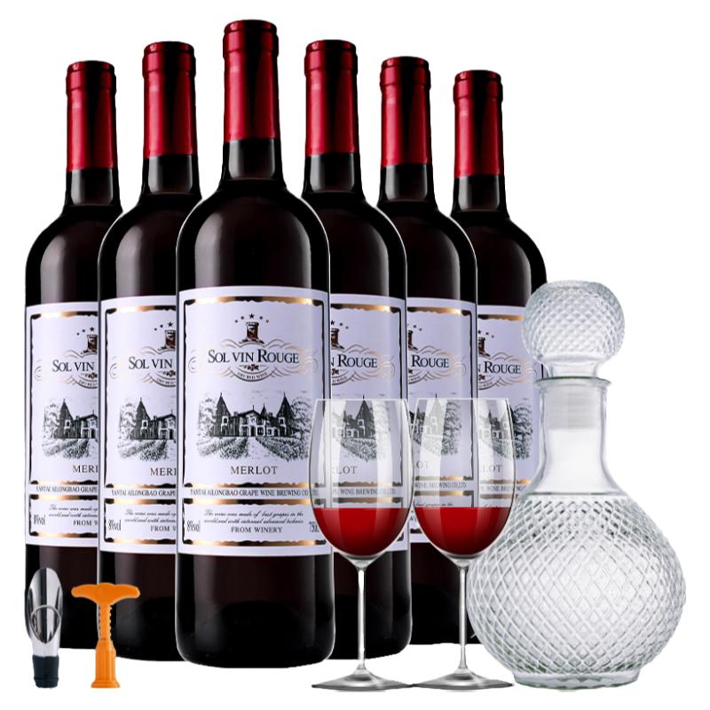 送醒酒器酒杯法国原酒红酒整箱